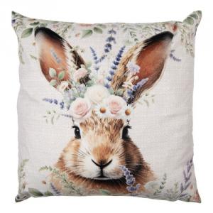 CLEEF.KT021.445 Textil párnahuzat 45x45cm, 100% polyester,  nyuszi virágokkal