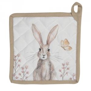 CLEEF.REB45 Edényalátét 20x20cm,100% pamut,Rustic Easter Bunny