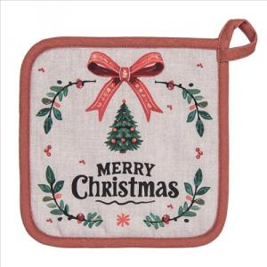 CLEEF.TCH45 Edényalátét 20x20cm,100% pamut, Traditional Christmas Harmony