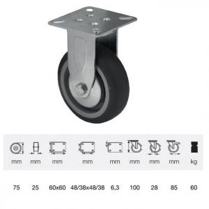 Colson FDPE 0751 1001, Fix kerék, 75 mm, 60 kg teherbírás, talpas felfogatás