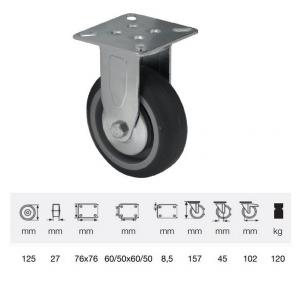 Colson FDPE 1251 1001, Fix kerék, 125 mm, 120 kg teherbírás, talpas felfogatás