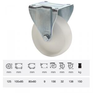 Colson FPPP 1251 1000, Fix kerék, (polipropilén) futófelület, horganyzott villában, 125 mm, 150 kg, talpas felfogatás