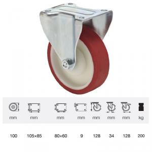 Colson FPPU 1001 5100, Fix kerék, Poluretán futófelülettel, horganyzott villában, 100 mm, 150 kg, talpas felfogatás