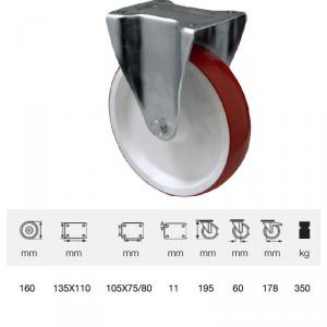 Colson FPPU 1603 2100, Fix kerék, Poluretán futófelülettel, horganyzott villában, 160 mm, 300 kg, talpas felfogatás