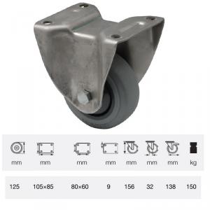 Colson FXPF 1251 7100, Fix kerék, rozsdamentes villában, tömörgumi futófelület, 125 mm, 150 kg, talpas felfogatás