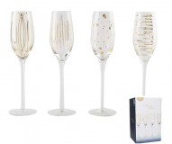 Creative Tops 5140630 Kristályüveg pezsgőspohár 4db-os, 210ml, fényes ARANY mintás, Cheers, Mikasa
