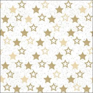 Csillagos szalvéta, AMB.33312481 Stars All Over Gold papírszalvéta 33x33cm,20db-os