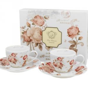 D.G.25217 Porceláncsésze+alj, 90ml, 2 személyes, dobozban, Secesja