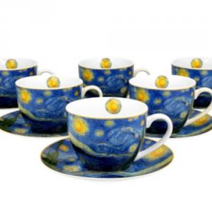 D.G.28065 Porceláncsésze+alj 280ml, 6 személyes dobozban, Van Gogh: Csillagos éj