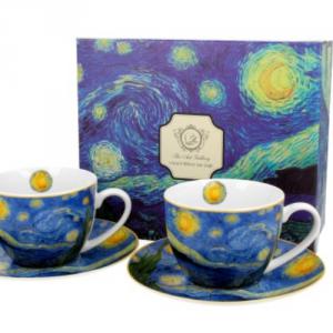 D.G.28072 Porceláncsésze+alj, 280ml, 2 személyes, dobozban, Van Gogh:Csillagos éj