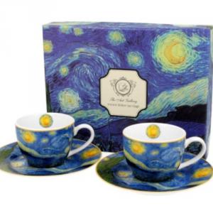 D.G.28089 Porceláncsésze+alj 110ml, 2 személyes dobozban, Van Gogh: Csillagos éj