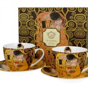 D.G.33427 Porceláncsésze+alj, 280ml, 2 személyes, dobozban, Klimt: The Kiss