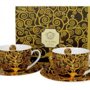 D.G.33564 Porceláncsésze+alj, 250ml, 2 személyes, dobozban, Klimt:Életfa