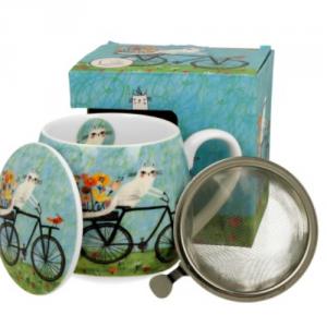 D.G.34516 Porcelánbögre tetővel,fémszűrővel,430ml,dobozban, Bicycle