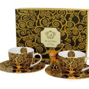 D.G.35551 Porceláncsésze+alj, 110ml, 2 személyes, dobozban, Klimt: Életfa