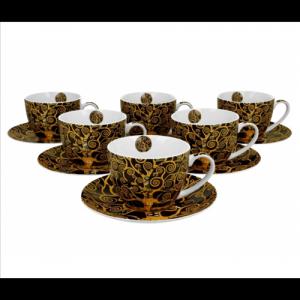 D.G.35568 Porceláncsésze+alj, 250ml, 6 személyes, dobozban, Klimt: Életfa