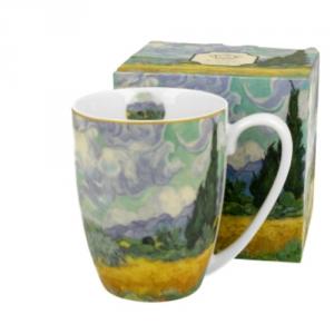 D.G.35889 Porcelánbögre 380ml, dobozban, Van Gogh: Búzaföld Ciprusokkal