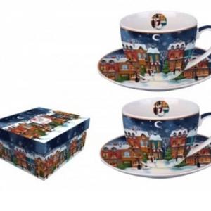 D.G.36084 Porceláncsésze+alj 280ml, 2 személyes, dobozban, Christmas City