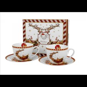 D.G.36381 Porceláncsésze+alj, 250ml, 2 személyes, dobozban, Santa on Sleigh