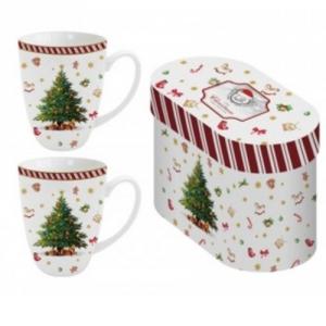 D.G.36619 Porcelánbögre 380ml, 2 db-os szett dobozban, Christmas Tree 2