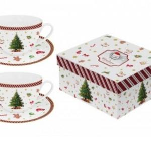 D.G.36626 Porceláncsésze+alj 280ml, 2 személyes, dobozban, Christmas Tree 2