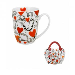 D.G.36817 Porcelánbögre 350ml, díszcsomagolásban, Hearts