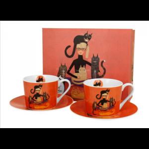 D.G.43938 Porceláncsésze+alj, 230ml, 2 személyes, dobozban, Cindy &Kitties;