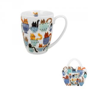 D.G.44058 Cicás porcelánbögre 350ml, díszcsomagolásban, Teacup Cats