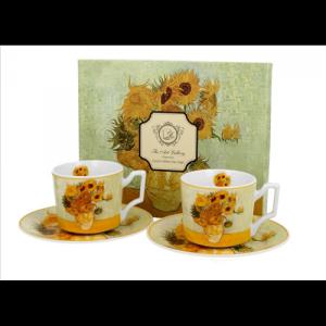 D.G.44164 Porceláncsésze+alj,110ml,2 személyes,dobozban, Van Gogh:Napraforgók