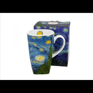 D.G.44249 Porcelánbögre szögletes, 630ml, dobozban, Van Gogh:Csillagos éj