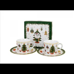 D.G.50936 Porceláncsésze+alj, 90ml, 2 személyes, dobozban, Around Christmas Tree