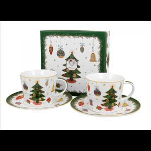 D.G.50943 Porceláncsésze+alj, 250ml, 2 személyes, dobozban, Around Christmas Tree