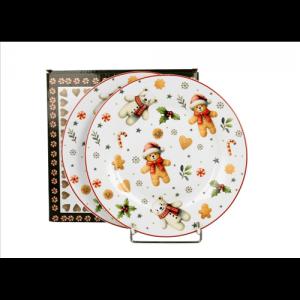 D.G.51087 Porcelán desszerttányér szett, 2db-os, 19cm, dobozban, Christmas Cuties