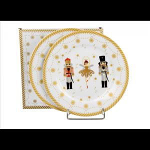 D.G.51209 Porcelán desszerttányér szett, 2db-os, 19cm, dobozban, Christmas Ballerina