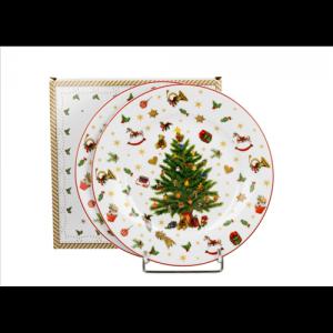 D.G.51445 Porcelán desszerttányér szett, 2db-os, 19cm, dobozban, Christmas Tree