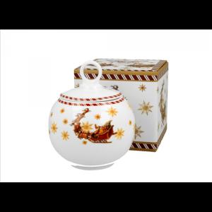 D.G.52329 Porcelán keksztároló 12cm, 700ml, dobozban, Santa on Sleigh