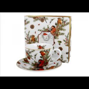 D.G.52978 Porceláncsésze+alj, 250ml, dobozban Christmas Birds