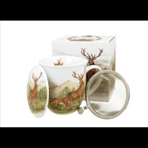 D.G.56501 Porcelánbögre tetővel, fémszűrővel, 400ml, dobozban, Deer
