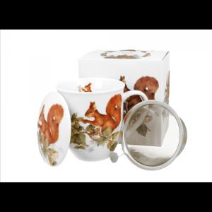 D.G.56532 Porcelánbögre tetővel, fémszűrővel, 400ml, dobozban, Squirrel