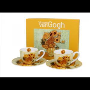 D.G.57362 Porceláncsésze+alj, 110ml, 2 személyes, dobozban, Van Gogh: Napraforgók