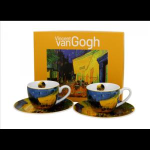 D.G.59366 Porceláncsésze+alj, 110ml, 2 személyes, dobozban, Van Gogh: Kávéház éjjel