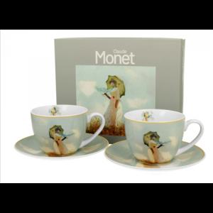 D.G.60218 Porceláncsésze+alj, 270ml, 2 személyes, dobozban, Monet: Hölgy esrnyővel