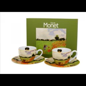 D.G.60287 Porceláncsésze+alj,110ml dobozban, 2 személyes,  Monet: Pipacsmező