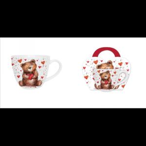 D.G.61963 Porcelánbögre 460ml, díszcsomagolásban, Teddy Bear with a Heart