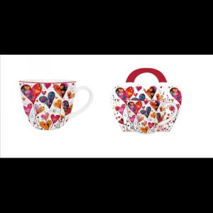 D.G.62045 Porcelánbögre 460ml, díszcsomagolásban, Colorful Hearts 1