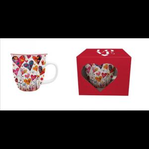 D.G.62069 Porcelánbögre 650ml, dobozban, Colorful Hearts 1