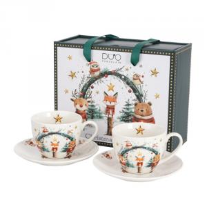 D.G.68122 Porceláncsésze+alj, 270ml, 2 személyes, dobozban, Christmas Cuties 2