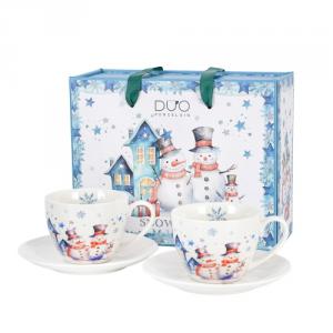 D.G.68542 Porceláncsésze+alj, 270ml, 2 személyes, dobozban, Snowman