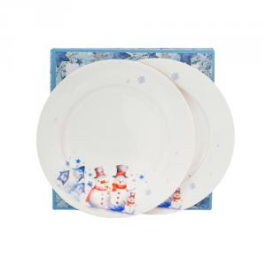 D.G.68634 Porcelán desszerttányér szett, 2db-os, 19cm, dobozban, Snowman