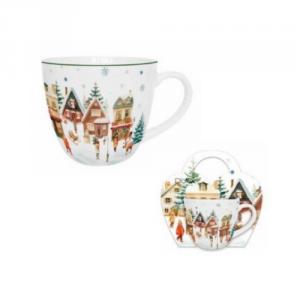 D.G.68894 Porcelánbögre 460ml, díszcsomagolásban, Christmas Village